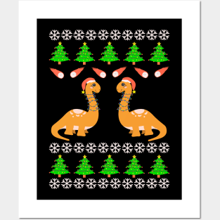 Dinossaur Ugly Christmas Sweater Design Posters and Art